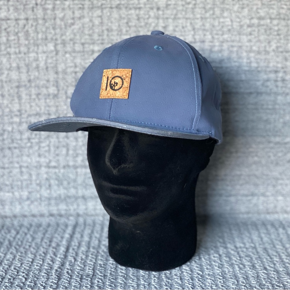 TenTree 10 Flat Brim Snapback Hat Cork Patch Logo Blue